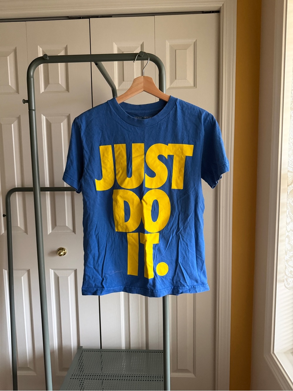VTG Nike Royal Blue Tee with Bold Yellow "JUST DO IT." Print